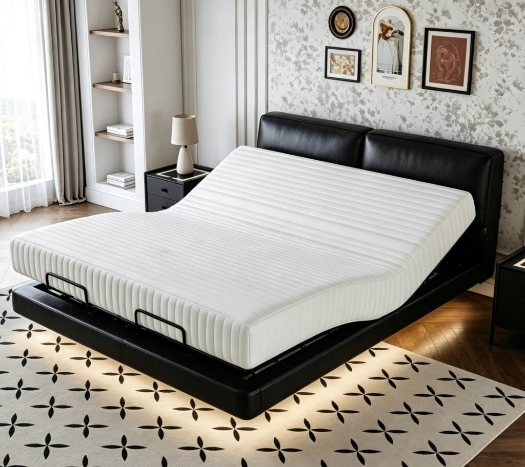 Keeyoto Black Bull Smart Floating Bed Frame | Modern Suspension Bed Base wholesale/OEM/hotel project