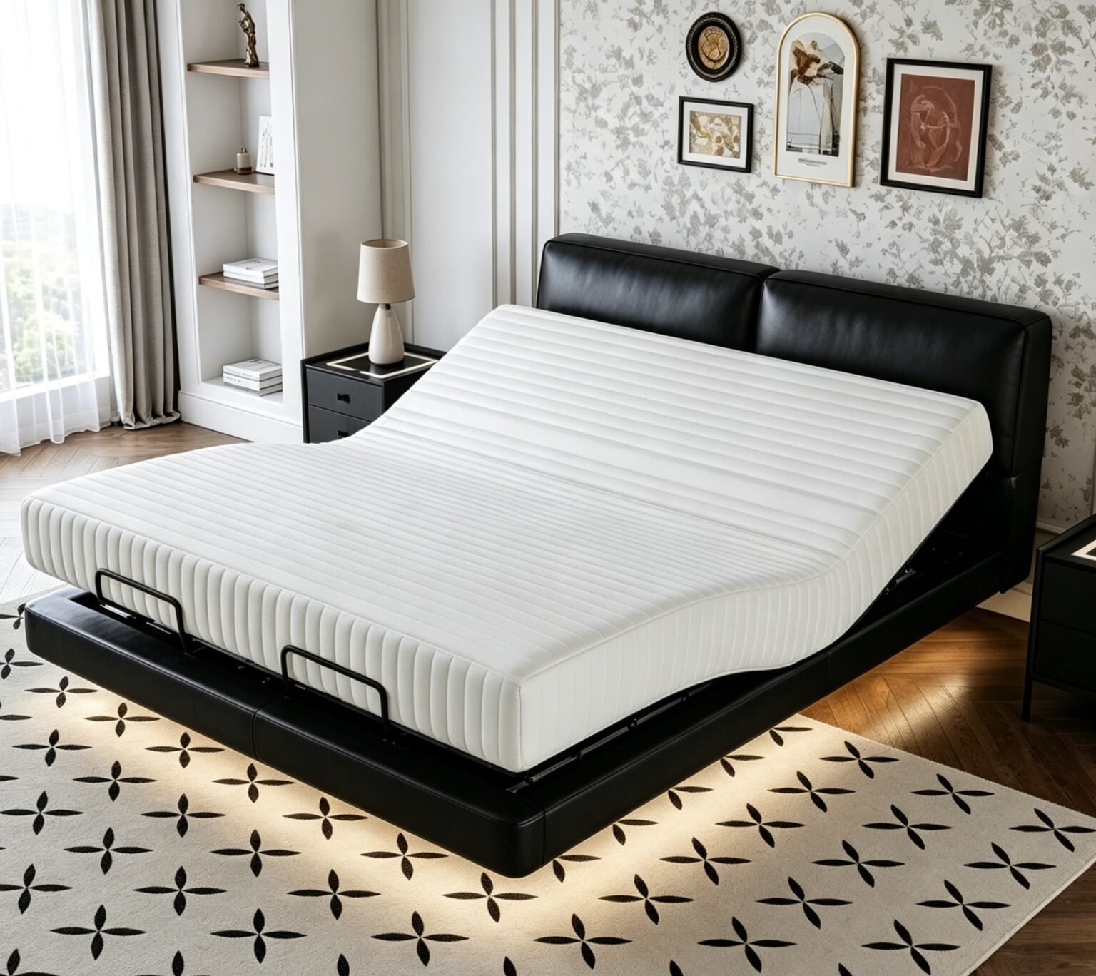 Keeyoto Black Bull Smart Floating Bed Frame | Modern Suspension Bed Base wholesale/OEM/hotel project